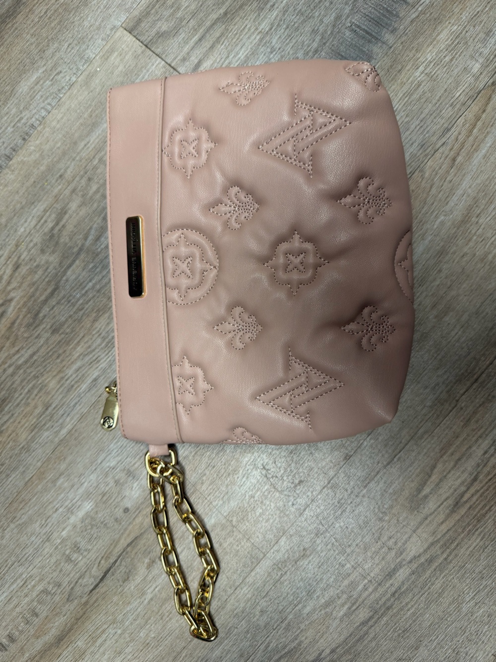 Adrienne Vittadini Blush Pink Quilted Leather Clutch
